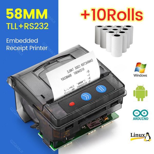 Impressoras de 58 mm Mini Impressora Térmica Incorporada RS232 Porta de Interface do Painel TTL Compatível com Elm203CH Ticket Code Code