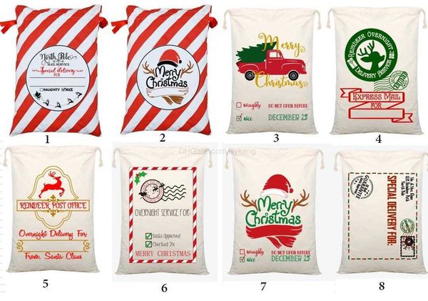 2019 Neue Weihnachtssüßigkeiten Geschenk Leinwand Kordelzug Tasche heiße Weihnachten Elch Baumwollsäcke Großhandel große Weihnachtsdekoration Verpackung Tragetaschen 50 * 70 cm