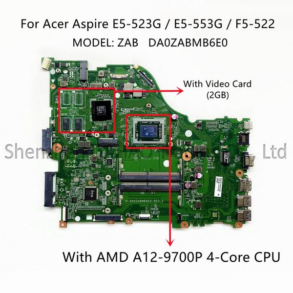 Scheda madre DA0ZABMB6E0 per Acer F5522 E5523 E5553G E5523G SCHEDA ATTENI ALTRO CON A129700P CPU 2GBGPU NBGEQ11007 NB.GEQ11.007 100% OK