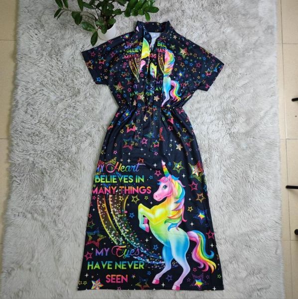 Kadın Moda Dijital Baskı Gündelik Gevşek Takım Kısa Knolu Büyük Salıncak Elbisesi