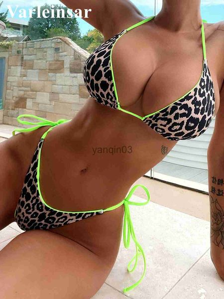 Женские купальные костюмы S-XL Leopard Print Halter Brazilian Bikini Women Women Swimwear Женский купальник с двумя частями набор бикини для купания Swim v3681 J230603