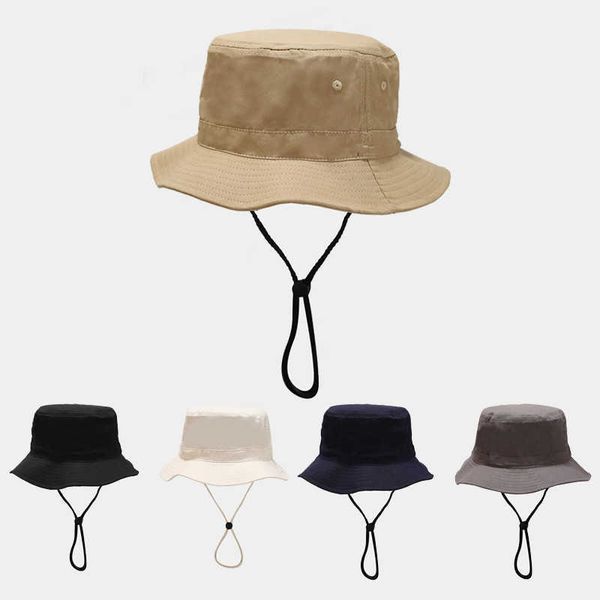 Шляпы широких краев 2022 Pure Cotton Clockful Bucket Fashion Joker Joker Outdoor Travel Sun Hat Men and Women 170 G230603