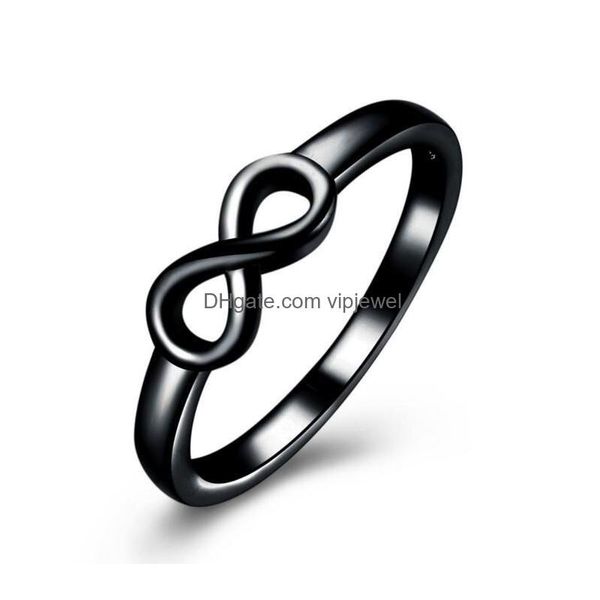 Bant Yüzükleri 3 Renkler Sterling Sier Infinity Ring İşareti Kadınlar İçin Cazibe Çift Sevgililer Moda Takı Damlası Teslimat DHBDC