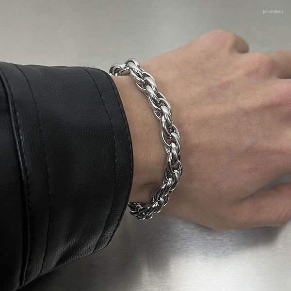 Braccialetti a maglie Bracciale classico con croce cubana per gioielli da uomo Catena di drago in acciaio inossidabile Regali a mano