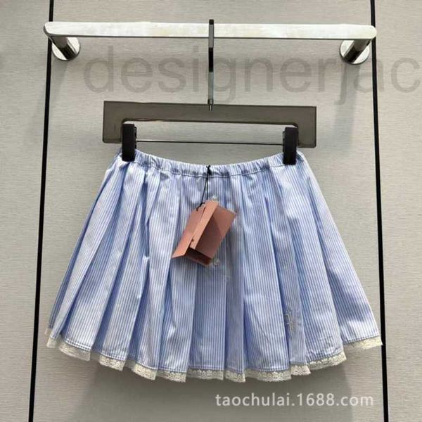 Gonne Designer Women's Clothing Korean Academy Girls' Lace Stripe 100 Mezza gonna a pieghe VXQ8