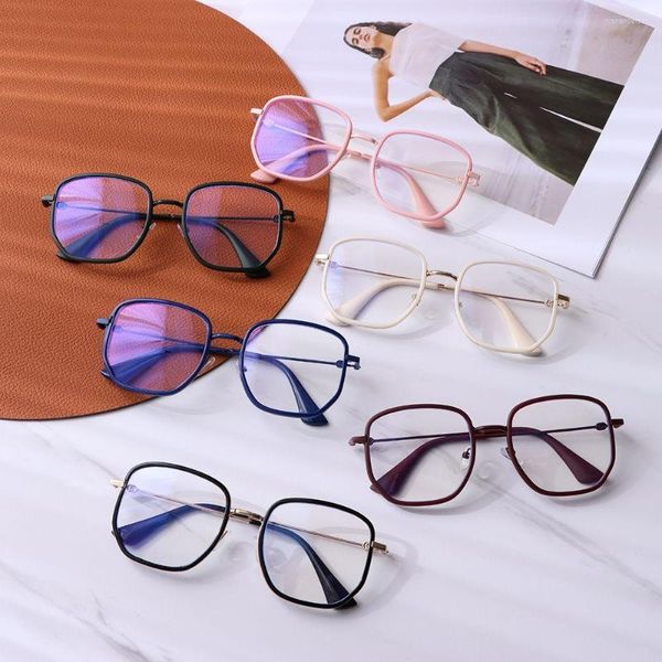 Sonnenbrille Flut Rahmen Anti-blau Brille Kleine Quadratische Anti-strahlung Büro Computer Brille Männer Frauen Koreanische Metall