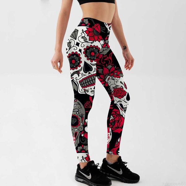 Leggings femininas moda fitness caveira colorida teia de aranha legging estampada digital calças pretas elásticas femininas