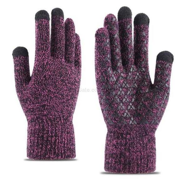 Зимние теплые вязаные сенсорные перчатки флисовые выровненные на открытом воздухе спортивные спортивные езды на теплых перчатках перчатки.