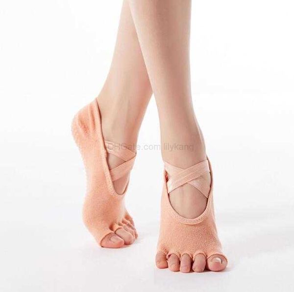 Meias de ginástica profissional para ioga feminina macia antiderrapante balé antiderrapante sapatos de dança fitness com aderência respirável peek toe pilates meia chinelo alkingline