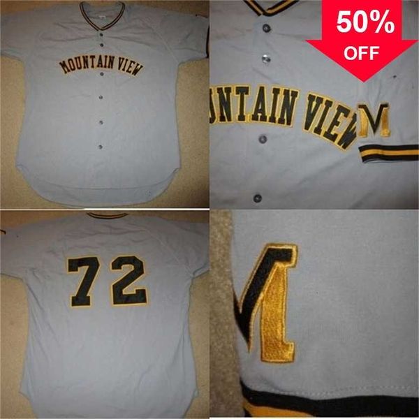 Xflsp GlaMit Mountain View High School #72 Camisa de jogo de beisebol usada 100% costurada Camisas de beisebol personalizadas com qualquer número de nome vintage