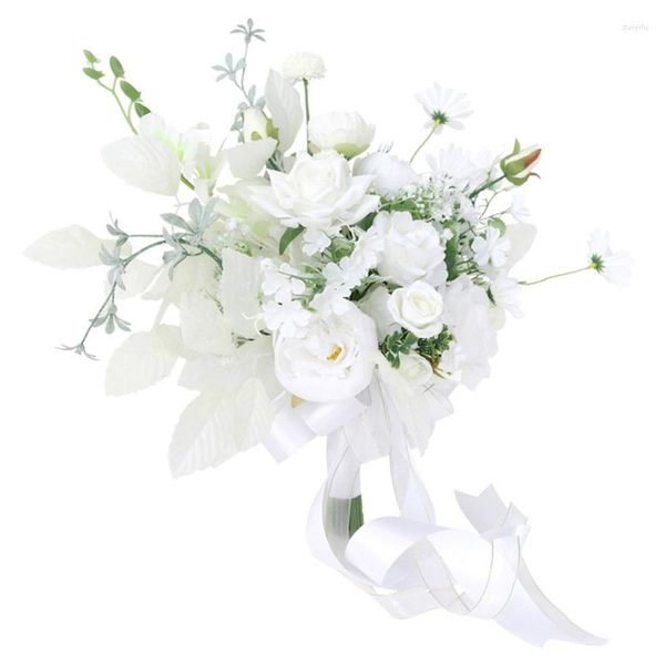 Buquês de flores decorativas para damas de honra Flor artificial Casamento romântico Segurando a noiva