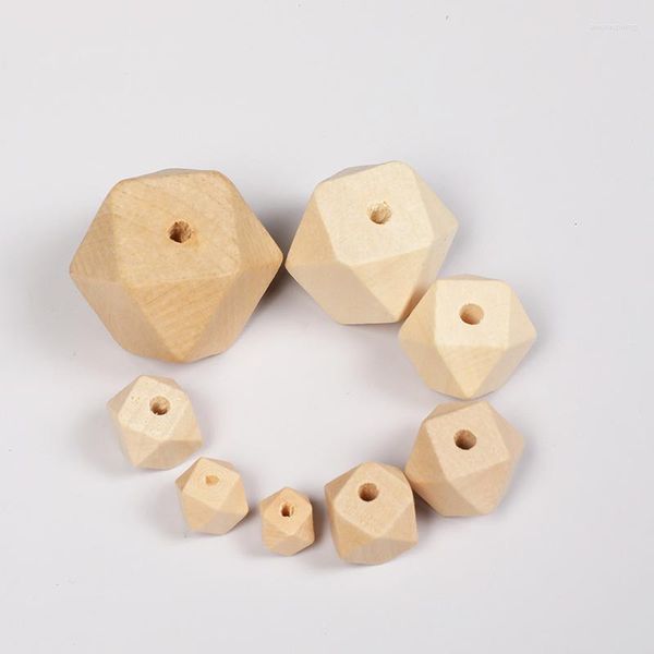 Miçangas faça você mesmo cor natural ecológica octogonal de madeira moda decorações personalizadas artesanato joias infantis brinquedos pulseira acessórios