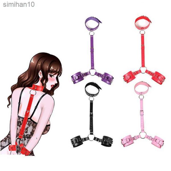 Massaggio Rovescio legato Bdsm Bondage Restraint con colletto e mani Schiavo Fetish Bondage Gear Giocattoli erotici per coppie Gioco per adulti 5 colori Disponibile L230518