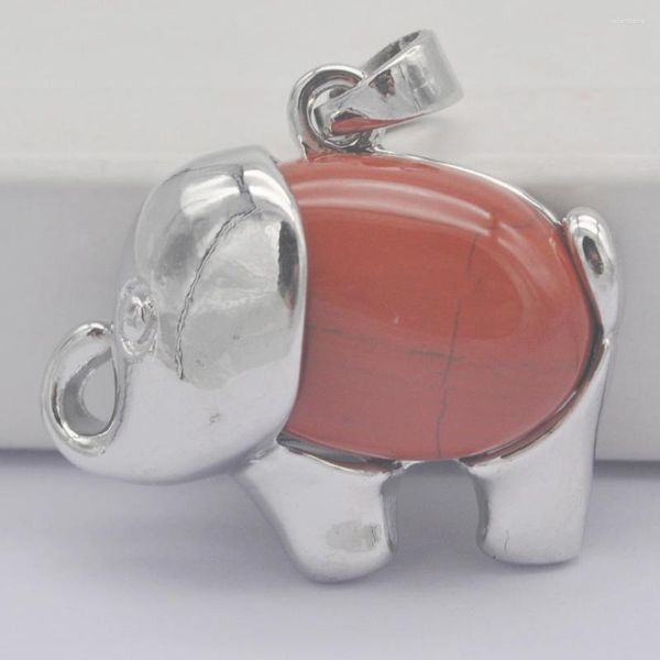 Collane con ciondolo Pietra rossa GEM Bead Elephant Animal Jewelry S3265