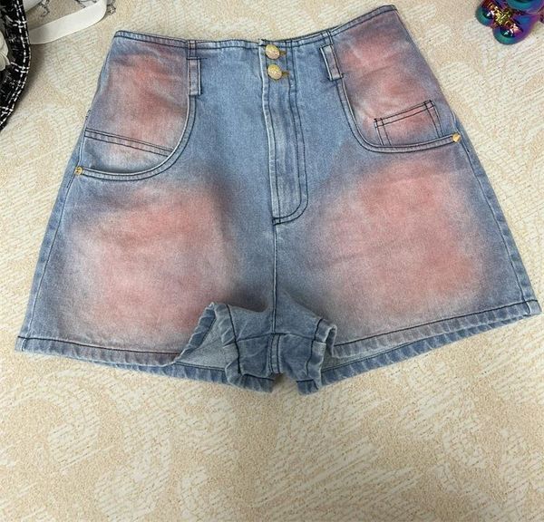 Chan Home 2023 Sommer neue Denim-Shorts Marke Damen Jeans Farbverlauf Tie-Dye Denim-Shorts Hosen lässig OOTD Modedesigner Geschenke zum Muttertag