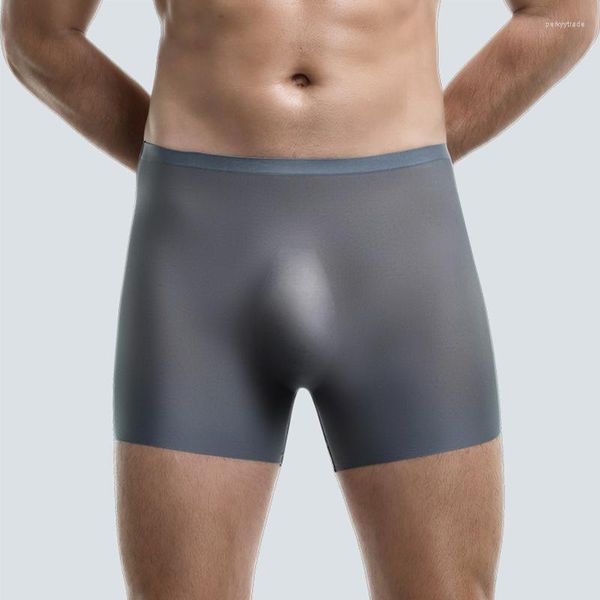 Mutande Mutandine da uomo Boxer estivi in seta di ghiaccio Biancheria intima sexy senza cuciture Pantaloncini boxer traspiranti ultrasottili Boxer maschili Cueca