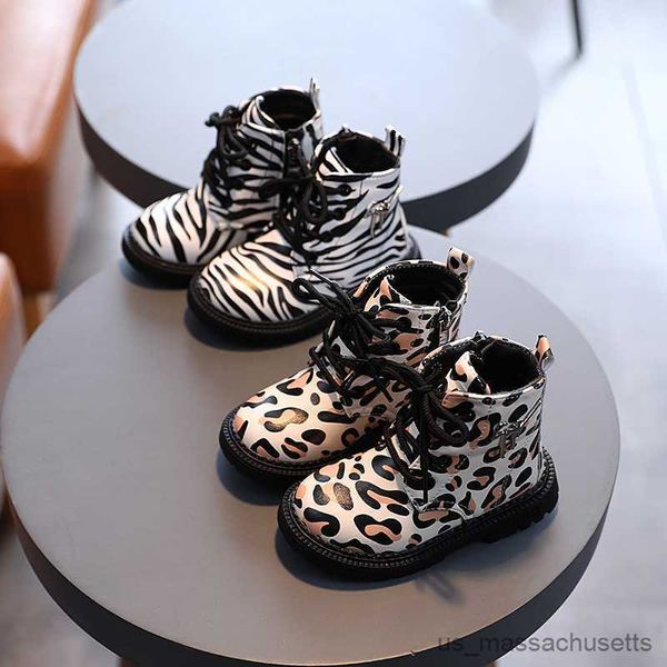 Кроссовки осень зима дети короткие сапоги Street Style Zebra Patter