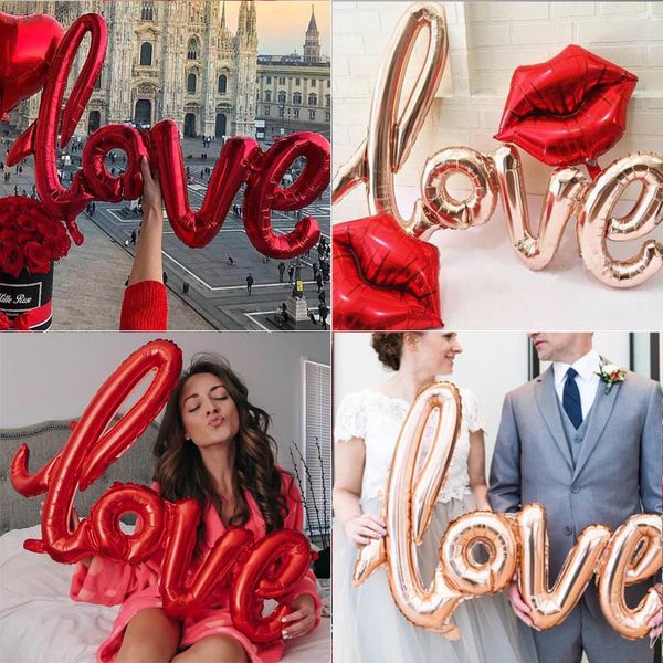 Altre forniture per feste di eventi 108 cm LOVE Letter Foil Balloon Matrimonio San Valentino Anniversario Compleanno Decorazione Champagne Cup P o Booth Puntelli 230603