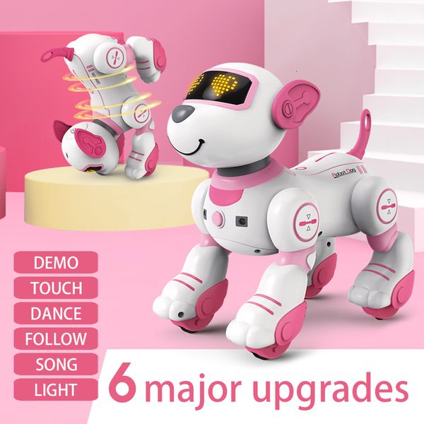 ElectricRC Animals Funny RC Robot Electronic Dog Stunt Dog Voice Command programável Touch-sense Music Song Robot Dog Pink Toys for Girls Gift 230602