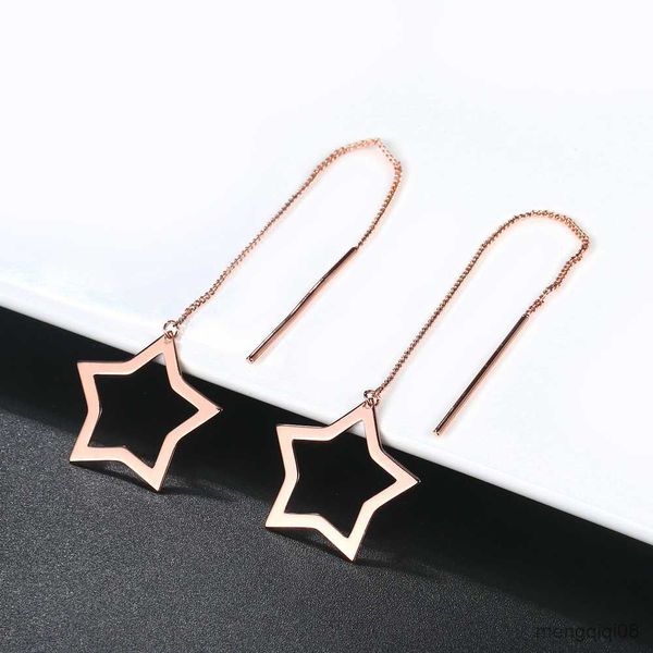 Charm Cute Romantic Star Ear Line Drop Earrings For Women Rose White Gold Color Christmas Daily Gift Fashion Jewelry R230603