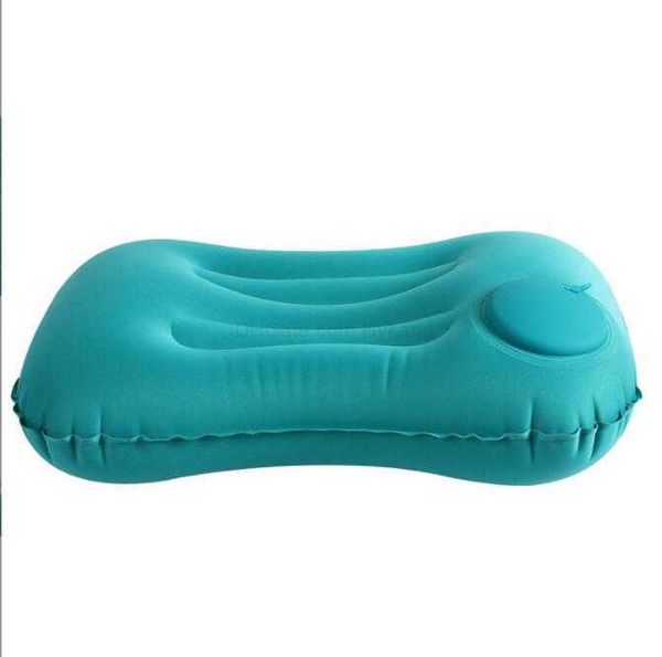 Nuovi cuscini d'aria per cuscini pieghevoli portatili Pompa incorporata autogonfiante Cuscino di supporto per la vita floccato per il campeggio all'aperto Aereo da viaggio Kit di cuscini per il riposo del collo dell'hotel
