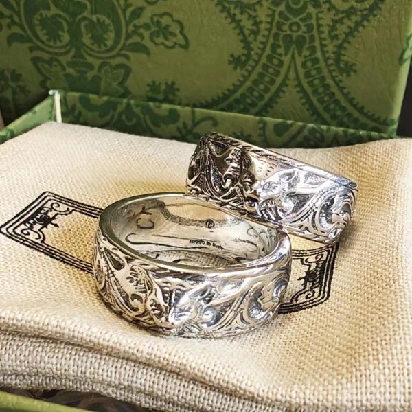 En lüks tasarımcı yüzüğü domineering kaplan kafa yüzüğü 925 gümüş kaplama paslanmaz çelik erkek mücevher severler hediyeler