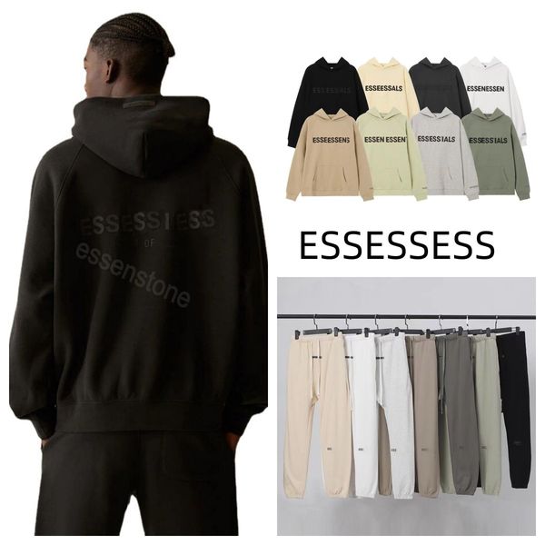 Ess Designer Uomo Felpa con cappuccio ESS nero Felpe con cappuccio Pullover Felpe Lettera stampata Girocollo Manica lunga allentata Essen con cappuccio Streetwear Uomo Jogging paure Pantaloni EUR S-2XL