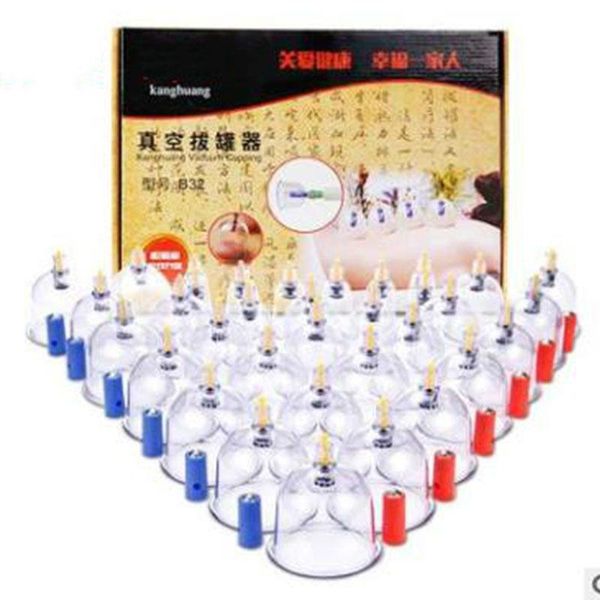 Medicina 32 copo cupping aparelho vácuo cupping terapia médica vácuo cupping ventosas massageador massagem jar latas para massagem facial