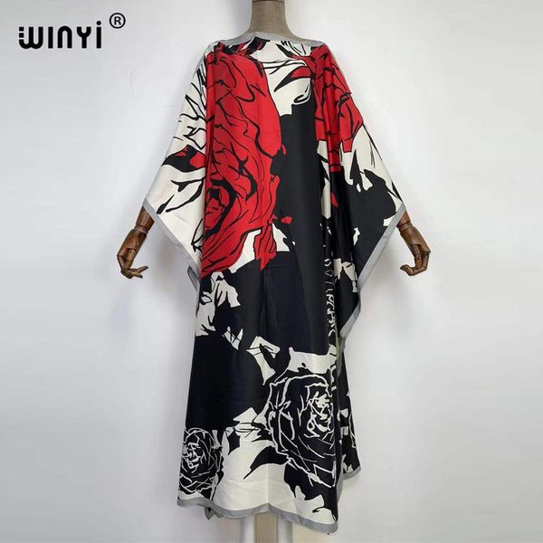 Vestido 2022 winyi dashiki estampa de vestido bohemia hijab solto elegante muçulmano abaya bazin robe vestido broder riche sexy lady festa maxi praia