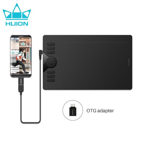 Tablets Huion HS610 10x6.25 polegadas Tablet de desenho gráfico 28 teclas expressas 8192 BatteryFree Stylus Pen Tablet para Android Phone MacBook