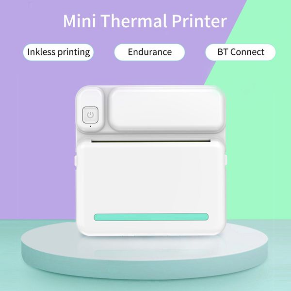 Принтеры Mini Pocket Photo Printer 200 DPI Портативная тепловая машина беспроводной BT -соединение для примечаний квитанция мгновенный принтер