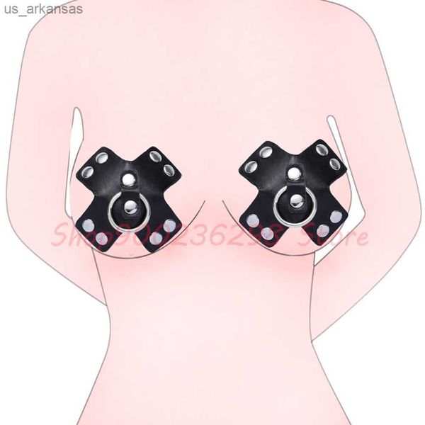 Adesivos de mamilo de couro feminino reutilizáveis para uso em seios Pasteis de silicone para mamilos Sutiã Almofada de peito Adesivo BDSM Jogo Brinquedos para adultos