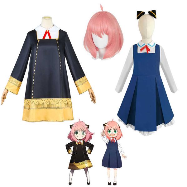 Anime Kostüme Anya Forger Cosplay Kommen Perücke Kind Uniform Kleid Spy X Familie Ania Für Kind Für Mädchen Halloween Weihnachten japanische Anime Cosplay Z0602