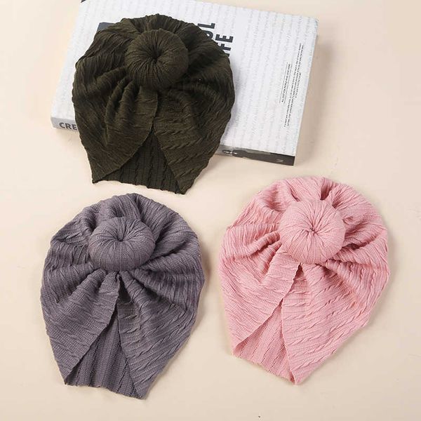 2 pezzi accessori per capelli cappello per bambini autunno inverno e ciambella per bambini cappelli indiani a strisce lavorati a maglia berretti berretto caldo neonato