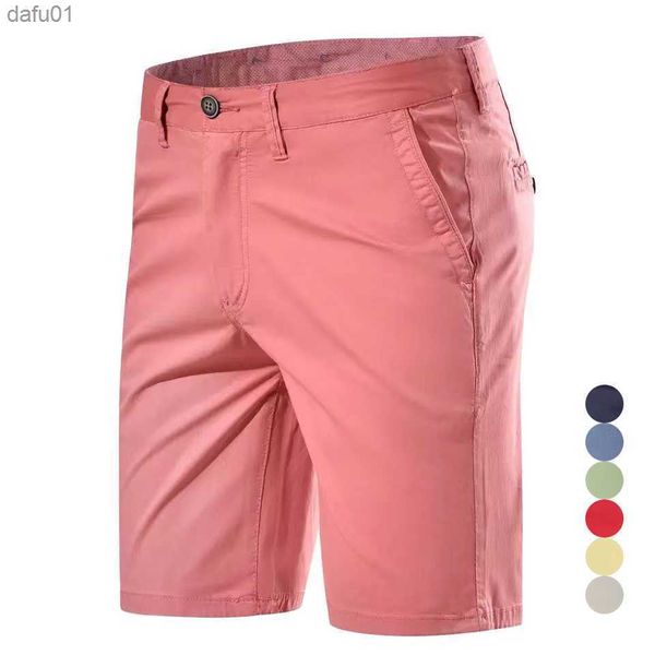 Shorts Masculino Shorts Masculino Verão Algodão Cintura Média Masculino Luxo Casual Business Men Shorts Estampado Beach Stretch Chino Classic Fit Short Homme J230218 L230520