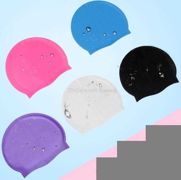 Cappello estivo da piscina per adulti Accessorio per sport acquatici Orecchie impermeabili Capelli lunghi impermeabili Sport Cappucci protettivi per il nuoto Solid Bath Surf Cappelli elastici in gomma