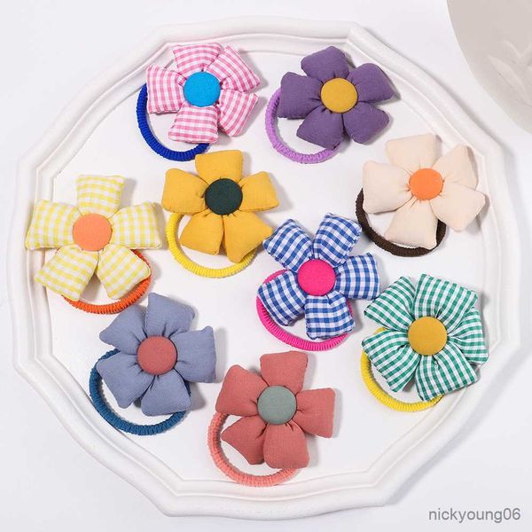 Accessori per capelli Fasce elastiche a fiori scozzesi per neonate Dolci Scrunchies Bambini Simpatici bambini in gomma