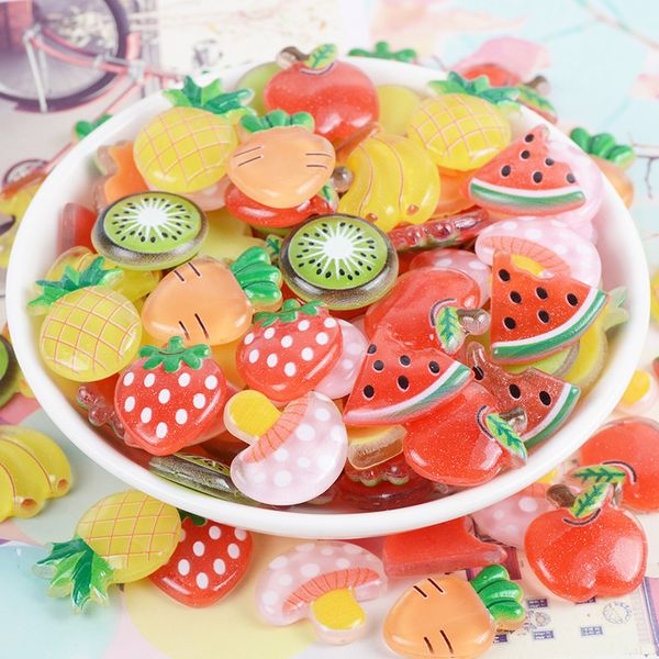 Resin Simulation Cartoon Fruit Acessórios Drop Cola Celular Case Material Scrunchie Hairpin Broche Diy Ornament Acessórios 1224431