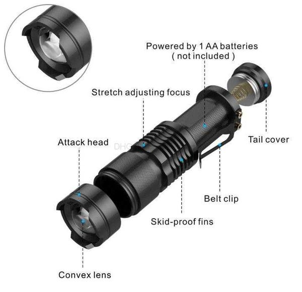 mini lanterna tática Q5 bulbo ao ar livre à prova d'água tochas de liga de alumínio de alta potência lâmpada de tocha led melhores lanternas de caça portáteis Sk68 luzes Alkingline