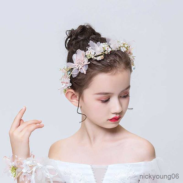 Acessórios para o cabelo Meninas elegantes Faixa de cabelo imitação de pérola Coroa de flores Noiva Guirlanda Cabeça de argola Faixas de cabeça de casamento Bebê