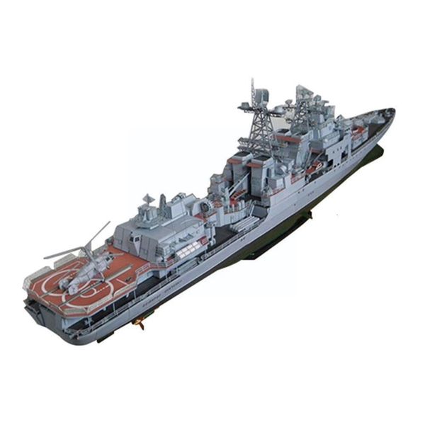 Set 82 cm 1 200 DIY 3D Paper Card Guided Missile Destroyer Boat Construction Toys Bildungsspielzeug Militär Modell 230602