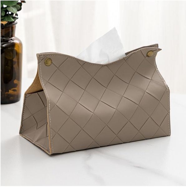 Caixa de lenços de couro PU de luxo, caixa de lenços de papel decorativa, organizador de papel facial à prova d'água para bancada de banheiro, bolsa de maquiagem