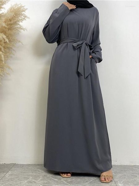 Abbigliamento etnico Abaya Donna musulmana Ramadan Eid Modest Dubai Abiti maniche lunghe Tinta unita Hijab Robe Elegante Turchia Caftano islamico