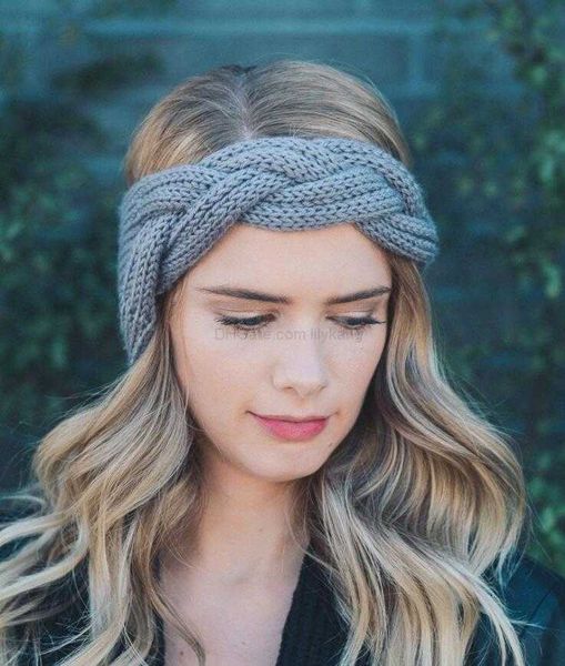 Wolle gestrickt häkeln Stirnband Frauen Winter Sport Headwrap Haarband Turban Kopf Band Ohr wärmer Beanie Cap warme Stirnbänder