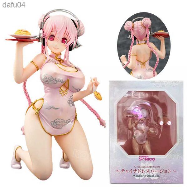 18cm Emon Restaurant Series Super Sonico China Dress Ver. Sexy Girl Anime Figure Super Sonico Mandarin Dress Action Figure Toys L230522