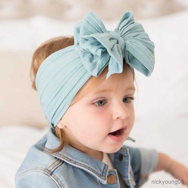 Acessórios para o cabelo Big Bowknot Baby Girls Hairband Recém-nascido chapéu de cor sólida turbante nó head wraps crianças gorro adereços