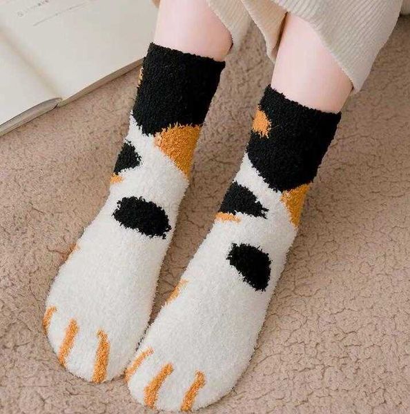 fashion Cute Cats Paw meias animal Garras Tornozelo Meias Curtas Nova Senhora Meninas Inverno manter quente Cartoon lã Sox Alkingline