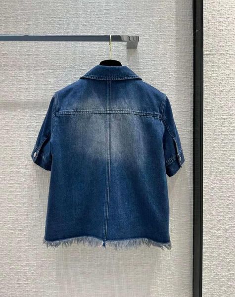 Camisetas femininas 2023 moda de boa qualidade artesanato pesado vintage jeans manga curta saia jaqueta