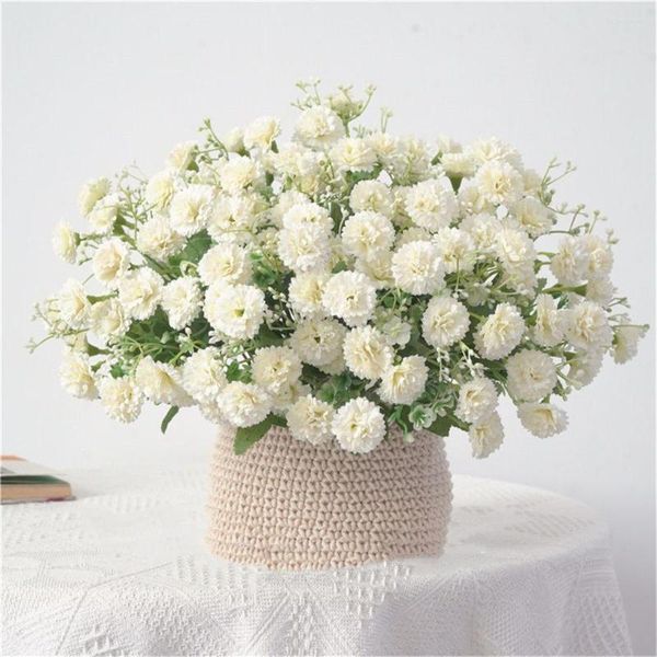 Cabeças de flores decorativas Desktop Bouquet de noiva Enfeites de casamento Arranjo floral Flor falsa Cravo Margarida artificial Segurando