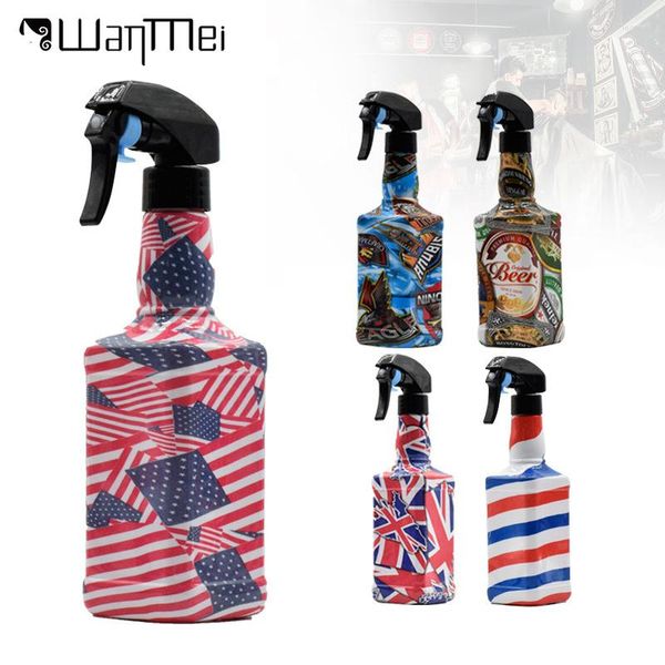 Lagerung Flaschen 500ML Friseur Spray Flasche Salon Haar Barber Werkzeuge Wasser Sprayer Retro Whisky Öl Kopf Gießkanne